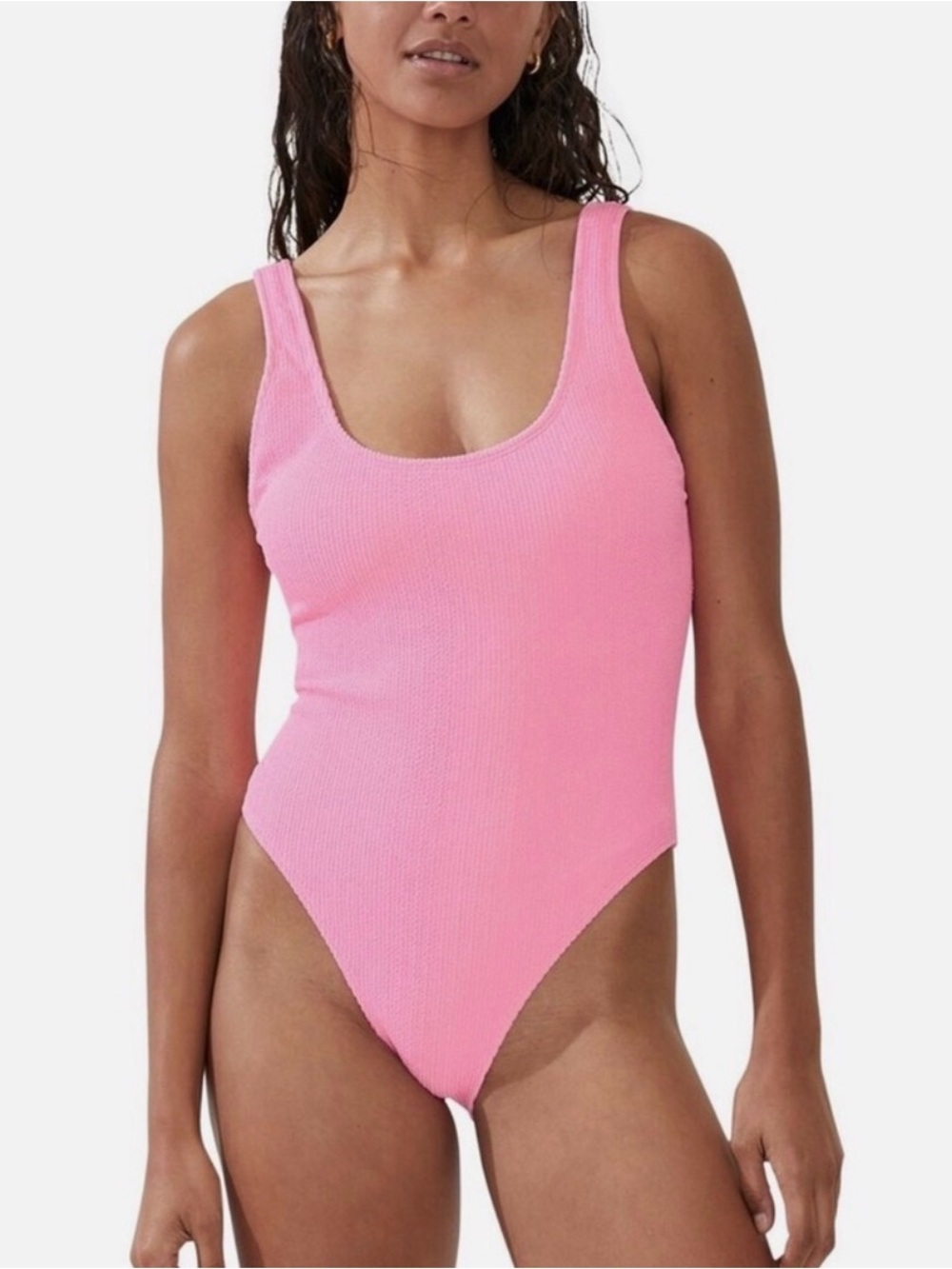 Cotton On Body Pink One Piece Swimsuit XL Cheeky Low Scoop Adjustable thin Strap